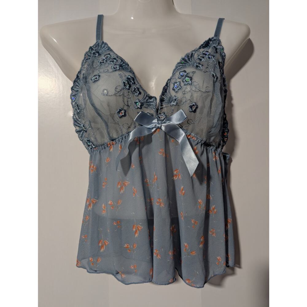 Women's Size Large Sheer Sequin Floral Sheer Cami